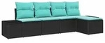 vidaXL Sofa Set 5 stk. Schwarz [Synthetisch]: Poly Rattan - Schwarz