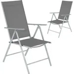 tectake&reg; Klappbare Gartenst&uuml;hle mit verstellbarer Lehne, Netzgewebe - Silber