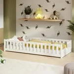 Kids Collective Kinderbett Bodenbett mit Rausfallschutz & Lattenrost Montessori...