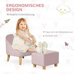 HOMCOM Kindersessel Kindersofa mit Fu&szlig;hocker Kindercouch Eukalyptusholz Rosa -...