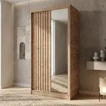 BEAUTYSOFA | Kleiderschrank DONATELLO 100 cm Artisan/Artisan mit Spiegel, Lamellen