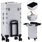Arebos Kosmetikkoffer XL, 66l inkl. Rollen, Silber, 350 mm, 250 mm, 750 mm, 7,5...