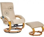 BELIANI Massagesessel Beige Stoffbezug mit Fu&szlig;hocker Heizfunktion Liegeoption...
