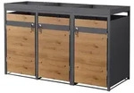 ML-Design M&uuml;lltonnenbox mit Pflanzdach f&uuml;r 3 Tonnen 240L 200x80x124 cm Stahl -