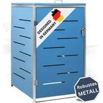 DELUKE&reg; 1er M&uuml;lltonnenbox JAGU Edelstahl | Blau | 115x69x77,5cm 