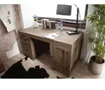 MASSIVMOEBEL24 Schreibtisch Sheesham 150x75x78 grau ge&ouml;lt NATURE GREY #70 -...