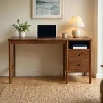 Schreibtisch BOSSA aus Massivholz, Kastanie Finish - Homeoffice Tisch mit...