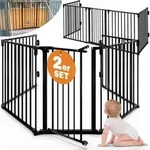 CASARIA Kaminschutzgitter Baby mit Sicherheitst&uuml;r Metall 2x - Schwarz