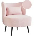 BELIANI Polstersessel Pastellrosa Boucle Polsterung Weich Nubby Schwarze Beine