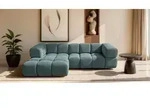 Ecksofa Designersofa BLANCHE in Stoff Puente Azurblau Ottomane Links - Blau