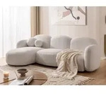 Nuvola - Moderne Ecksofa L-Form aus Wei&szlig; Boucl&eacute;-Stoff mit abgerundetem Design und