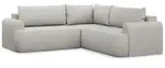 Ovo &ndash; L-Form Eckschlafsofa mit Bettkasten, hellgrauer Veloursstoff universell...