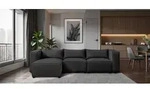 Ecksofa Designersofa NEVIO in Stoff Lincoln Schwarz Ottomane Links - Schwarz