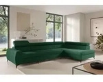 Ecksofa Schlafsofa Sofa TORONTO XL Stoff Element Dunkelgr&uuml;n Ottomane Rechts -...