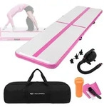 ECD Germany Aufblasbare Gymnastikmatte Turnmatte Airtrack 4m, Rosa, 10 cm Dicke,