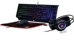 Gembird GGS-UMGL4-01, Kabelgebunden, USB, QWERTY, LED, Schwarz, Maus enthalten -