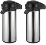 2er Set Thermoskanne Kaffeekanne Edelstahl 1,9 Liter Isolierkanne Teekanne...