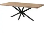 MASSIVMOEBEL24 Baumtisch Mango 200x100x76 beige lackiert / Kreuzgestell...