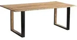 Baumkantentisch 260 x 100 cm Akazie massiv naturfarben schwarzem U-Gestell aus...