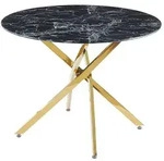 Esstisch BELLAGIO Gold Chrom / Schwarz Marmor - Gold/Schwarz