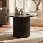 Esstisch VIANNEY rund 120x120 cm, Schwarz &ndash; mit Mittelfu&szlig; aus Metall,...