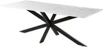 MASSIVMOEBEL24 Esstisch 220x100x76 Marmor wei&szlig; / Kreuzgestell Eisen schwarz