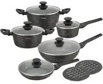 KLAUSBERG KB-7657 12-teiliges Topfset mit Marmor-Antihaftbeschichtung - Schwarz