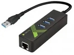 Techly IDATA USB-ETGIGA-3U2, USB 3.2 Gen 1 (3.1 Gen 1) Type-A, Schwarz, RJ-45,...