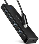Axagon HUE-C1C 4x USB 5Gbps TRAVEL hub, USB-C Netzanschluss, 19cm USB-C Kabel, USB