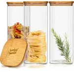 bambuswald&copy; Eckiges Glas mit Bambusdeckel Vorratsglas Aufbewahrungsglas,...