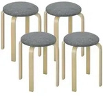 HOMCOM 4er Set Esszimmerhocker Stapelhocker Hocker mit Leinenoptik f&uuml;r K&uuml;che...