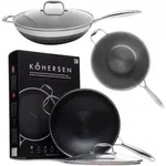 Kohersen Schwarzer W&uuml;rfel 32 cm Wok - Schwarz/Silber