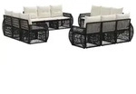 vidaXL Gartensofa-set 12 stk. Schwarz und Cremewei&szlig; Poly-Rattan - Schwarz