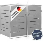 DELUKE&reg; 2er M&uuml;lltonnenbox JAGU Edelstahl | Grau | 115,5x138x77,5cm 