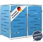 DELUKE&reg; 2er M&uuml;lltonnenbox JAGU Edelstahl | Blau | 115,5x138x77,5cm 