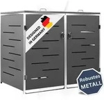 DELUKE&reg; 2er M&uuml;lltonnenbox JAGU Edelstahl | Anthrazit | 115,5x138x77,5cm 