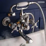PaulGurkes Badewannenarmatur Nostalgie Retro Landhausstil mit Brause Keramik
