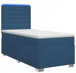 vidaXL Boxspringbett mit Matratze mit Kopfteil Blau 90 x 200 cm Stoff - Blau
