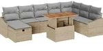 vidaXL Garten-Sofa-Set 9 stk. Beige Poly-Rattan - Beige