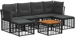 vidaXL Outdoor-Sofagarnitur 7 stk. Schwarz und Dunkelgrau Polyester - Schwarz