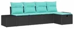 vidaXL Gartensofa-set 5 stk. Schwarz Poly-Rattan - Schwarz