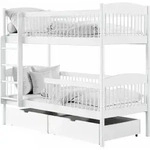 Hochbett Kinder, Etagenbett, Kinderbett | Massives Kiefernholz, 2 Schubladen,...