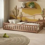 Kids Collective Kinderbett Bodenbett mit Rausfallschutz Lattenrost und Matratze