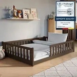 Kinderbett Bodenbett 140x200 cm mit Rausfallschutz & Lattenrost Montessori Bett...