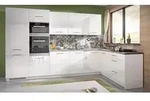 L-Form K&uuml;chenzeile Essen Trend Einbauk&uuml;che 345x188cm perlwei&szlig; Front wei&szlig;...