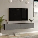 Fernsehtisch 'Lapinlahti' 180 x 31,5 x 29,5 cm Schwarz / Betonoptik - Dunkelgrau