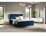 Boxspringbett Schlafzimmerbett ESPEN PREMIUM 140x220cm Stoff Fresh Dunkelblau -...