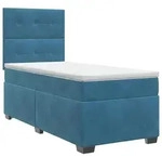 vidaXL Boxspringbett mit Matratze mit Kopfteil Blau 90 x 200 cm Samt - Blau