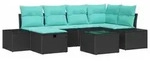 vidaXL Gartensofa-set 7 stk. Schwarz Poly-Rattan - Schwarz