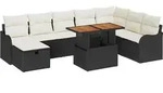 vidaXL Gartensofa-set mit Kissen 9 pcs Schwarz Poly-Rattan - Schwarz